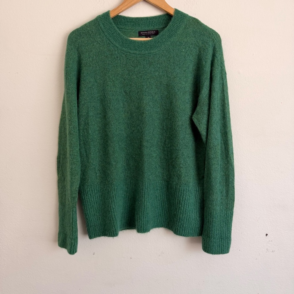 Banana Republic Alpaca Blend Sweater Kelly Green Italian Yarn Crewneck M Soft